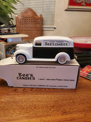 1938 Chevy panel Truck. See's Candy die cast bank