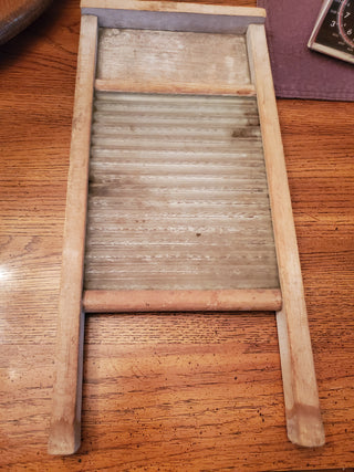 Vintage Washboard Wood Glass Laundry Decor Farmhouse Wall Hanging 18”