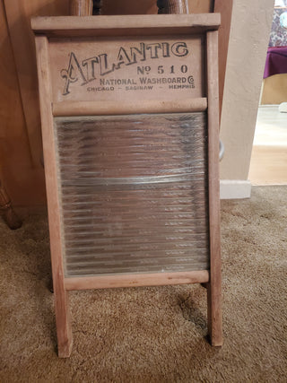 Vintage Atlantic No 510 Glass Washboard National Washboard Co WWII Era Decor