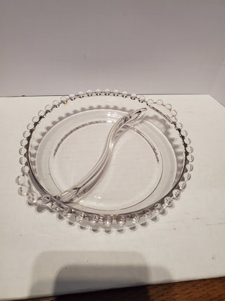 Imperial Candlewick Crystal Elegant Glassware Divided Relish Dish  6 1/2 in.