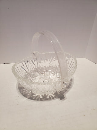 Studio Crystal Clear Crystal Oval Basket w/ Handle 6 in.