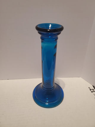 Glass Bud Vase - Peacock Blue Glass - 7"