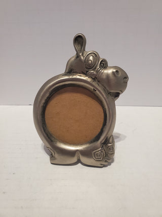 House Hippo Round Pewter Picture Frame for 2.5" Photo