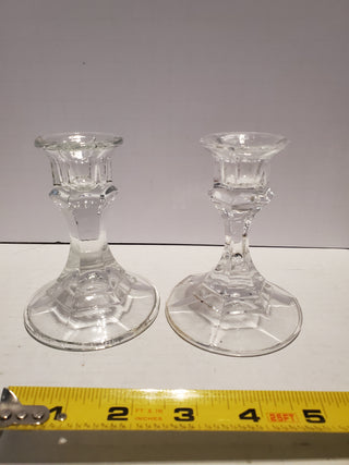 4" Clear Glass Candlestick Holders for Taper/Dinner Candles