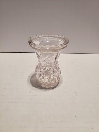 Vtg. Glass Toothpick Holder Sawtooth Trim Diamond Pineapple Cut