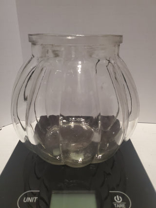 Vintage Glass Vase Ribbed Clear Glass Pumpkin Shaped