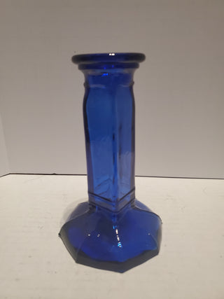 Vtg Glass Cobalt Blue Candlestick Holder Spain 5.75"
