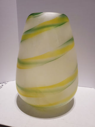 Large frosted swirl yellow/green vase