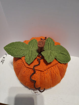 Vintage Pumpkin Candy Basket Halloween Plastic Canvas