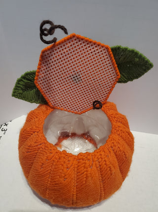 Vintage Pumpkin Candy Basket Halloween Plastic Canvas