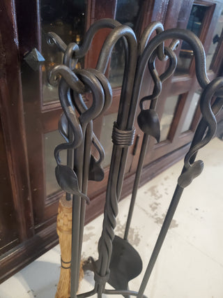 Wrought iron fireplace tool set