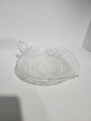 Duncan Miller Glass Clear Heart Shaped 6 3/4" Nappy Dish