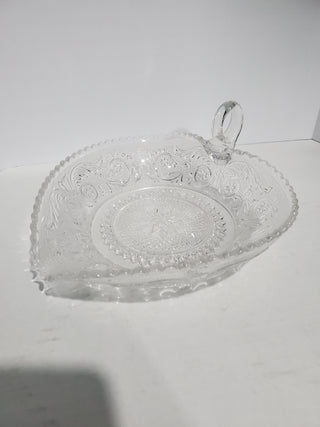 Duncan Miller Glass Clear Heart Shaped 6 3/4" Nappy Dish