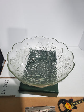 Vintage Indonesia Pasari Crystal Clear Glass Rose Bowl