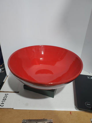 11.5" red ceramic bowl