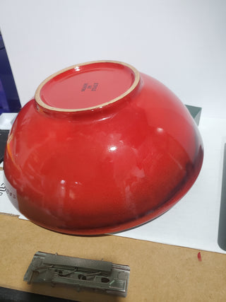 11.5" red ceramic bowl
