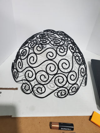 Metal Swirl Art Basket  Decorative Design 10 Inch Diameter Round Centerpiece