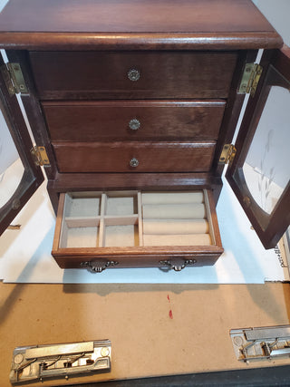 Jay imports  Co. Wooden Jewlery W/music Box 10"x8.5" 5.25"
