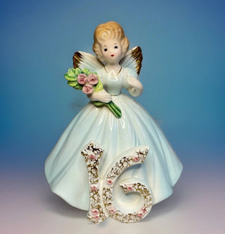 Vintage Josef Originals 16th Birthday Angel Blue Turquoise Dress 6" Brown Hair #62 VV MTS|84182