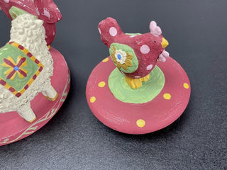 Farm Animal Candle Holder Plate Red Hen Chicken Topper Home Decor Set #62 VV MTS|89442