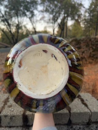 12.5” decorative ceramic vase with a hand-applied reactive drip glaze
