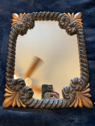 JP 13.5” x 11” decorative wall mirror framed styled rope border