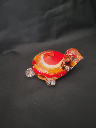 Murano Style Art Glass Red & Orange Turtle 4-1/2" Long RCD|96523