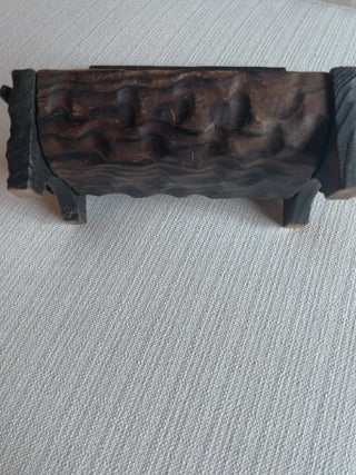 Vintage rustic hardwood trinket box jewelry