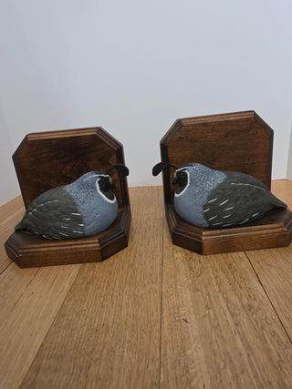 RF 2x Vintage California Quail Bookends
