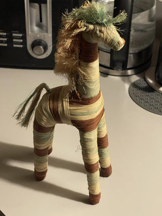 13" Folk Art Raffia Giraffe Multi-Color--SP MTS