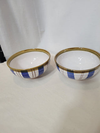 Set of 2 - 6-1/2" Blue, Beige & Brown Bowls RCD