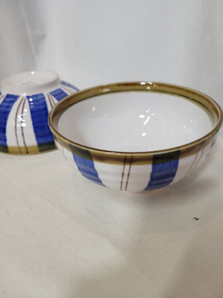 Set of 2 - 6-1/2" Blue, Beige & Brown Bowls RCD