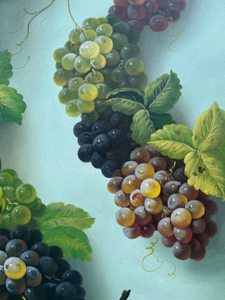 BEAUTIFUL LARGE GRAPE STILL LIFE HEAVY DUTY CANVAS 36"W X 48"T EXCELLENT CONDITION (KJS) RCD|98955