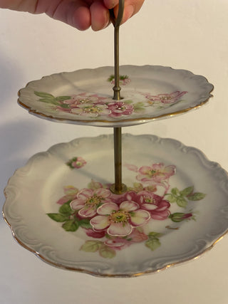 Vintage 2 Tier Floral Serving Dish