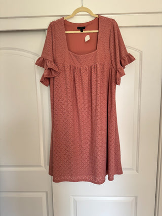 22-24 - Pink Eyelet Dress with Ruffled Sleeves -|83206