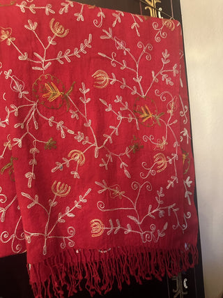 Sacred Threads Handmade Pashima Kashmir Crewel Embrodiered Floral Stole #63 VV MTS|126955