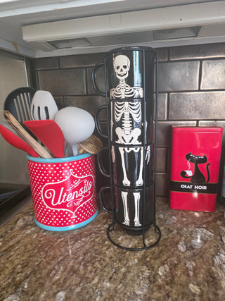RF 4 Stacking Skelton Mugs w/Stand