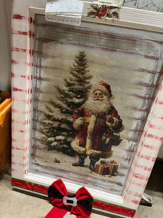 Custom Designed Back Lit Santa w/Bow Vintage Window. RSV|125590