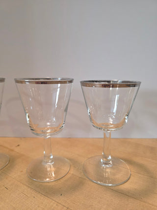 RF 4x French Silver Rimmed Port Glasses