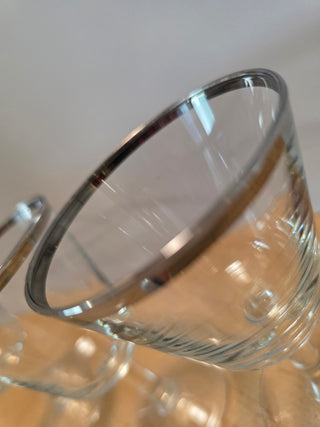 RF 4x French Silver Rimmed Port Glasses