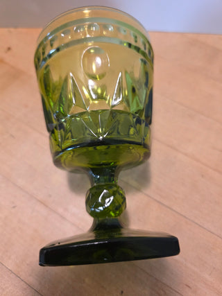 RF 2x Vtg Green Indiana Glass Goblets