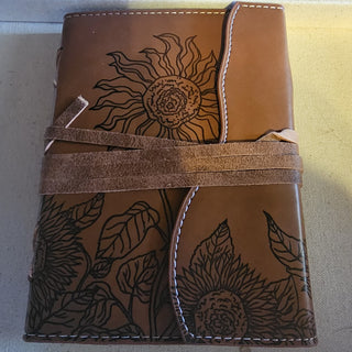 Brown faux leather junk journal w embossed floral|87759