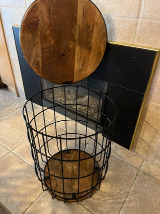 Steampunk Top Custom Designed Wire Basket Blanket/Storage End Table. RSV|126671