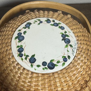 Nantucket Basket w/Hand-painted Blueberry Motif MTS|81110