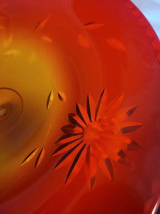 Vintage Tiffin Amberina Satin Cut Glass 12" W Compote RCD|137380