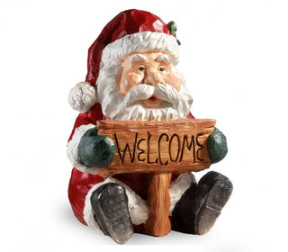 16" Red and Brown Sitting Santa Holding Welcome Sign Christmas Decor #62 VV MTS|95365