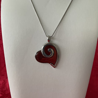 chain necklace, red enamel heart RSV