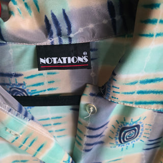 NEW - VTG Notations - Abstract Green/Blue Long Sleeve Button Up