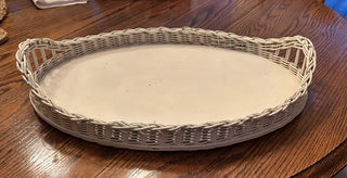 Vintage White Wicker Tray, 19" x 13"  MTS|71642