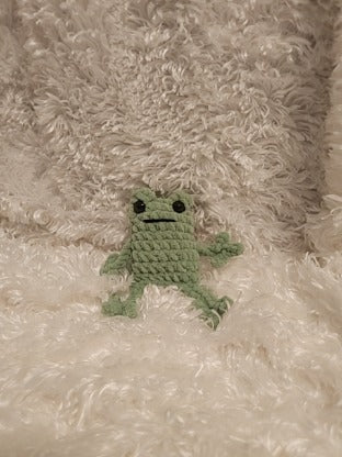 Frog: Crocheted green. 5.5" tall.